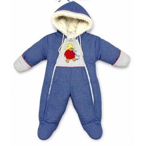 Vintage Paddington Bear Quiltex Baby Snowsuit Blue Grid Hooded Bunting 12M